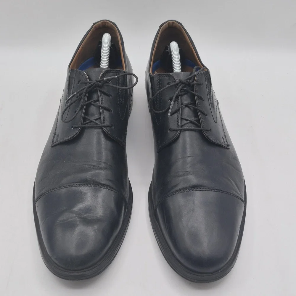 Clarks‎ Collection Shoes Mens Size 11.5 Black Leather Cap Toe Derby Dress